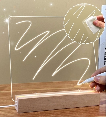 satın al DIY Akrilik Not Silinebilir LED Işık Ekranı Yazma Kalemiyle Durmak Sıcak Beyaz Gece Lampası online manufacture