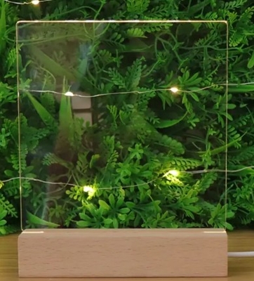 satın al Hızlı Teslimat Ahşap Temelli LED Akrilik Işık Taşıyıcı Gece Lamp Dekorasyonu online manufacture