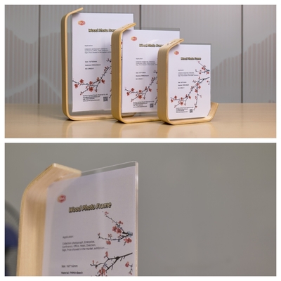 satın al Ahşap tabanlı özel açık şeffaf 8x10 L şeklinde akrilik fotoğraf çerçevesi online manufacture