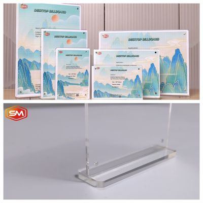 Hızlı Nakliye Yuvarlak Köşe A4 Kağıt Menü T Şekli Özel Boyutlu Akrilik Tabela Sahibi